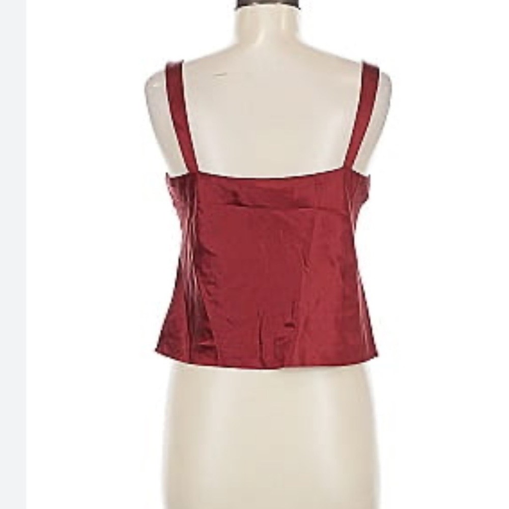 Lafayette 148 Red Lined Silk Tank Fully Lined Scoop Neck Size 8 quiet luxury